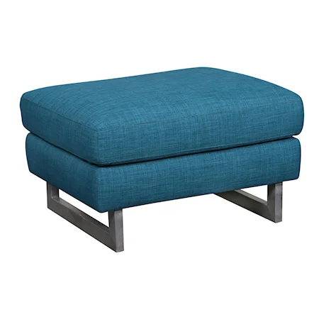 Contemporary Industrial Ottoman with Metal Legs